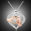 Women Mom Kid Fashion Hand-in-hand Heart-shaped Pendant Choker Short Necklace