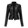 Faux Leather Jacket Women's Short Coat Spring Autumn Stand Collar Outwear Ladies British Style Temperament Thin Leather Coat