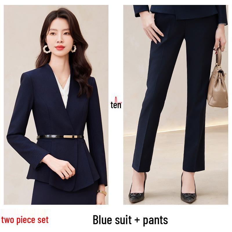 Professional Women's Suit Skirt Set 2024: Elegant Slimming Workwear for Beauty Salon and Property Consultants