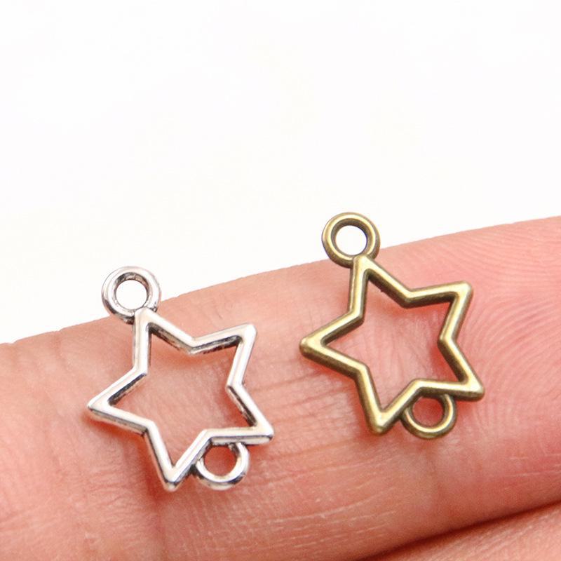 12x15mm Alloy Retro Hollow Star Connector for DIY Jewelry - Available in 2 Colors