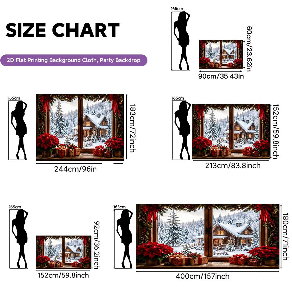 1Pcs Winter Snow Window View Scene Decoration Background Christmas Backdrop Decorations For Photo Studio Photo Booth Party