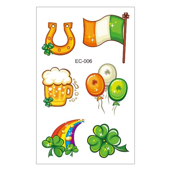 St. Patrick s Day Clover Waterproof Face Tattoo Stickers - Irish Green Hat Design 120*75mm
