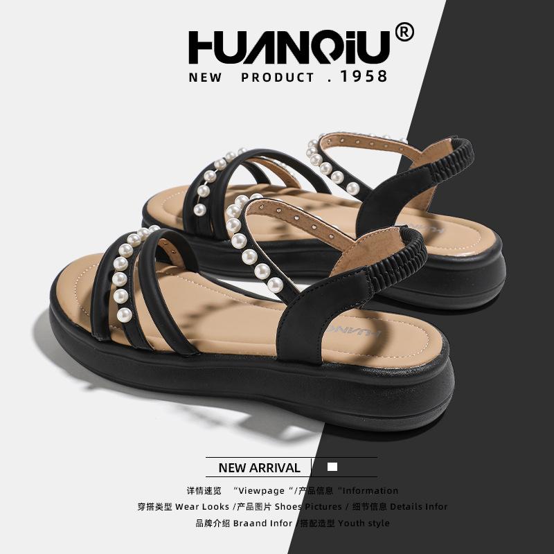 Global casual sandals women's XHQ-GH106 new summer fairy wind word with pearl heightening shoes women