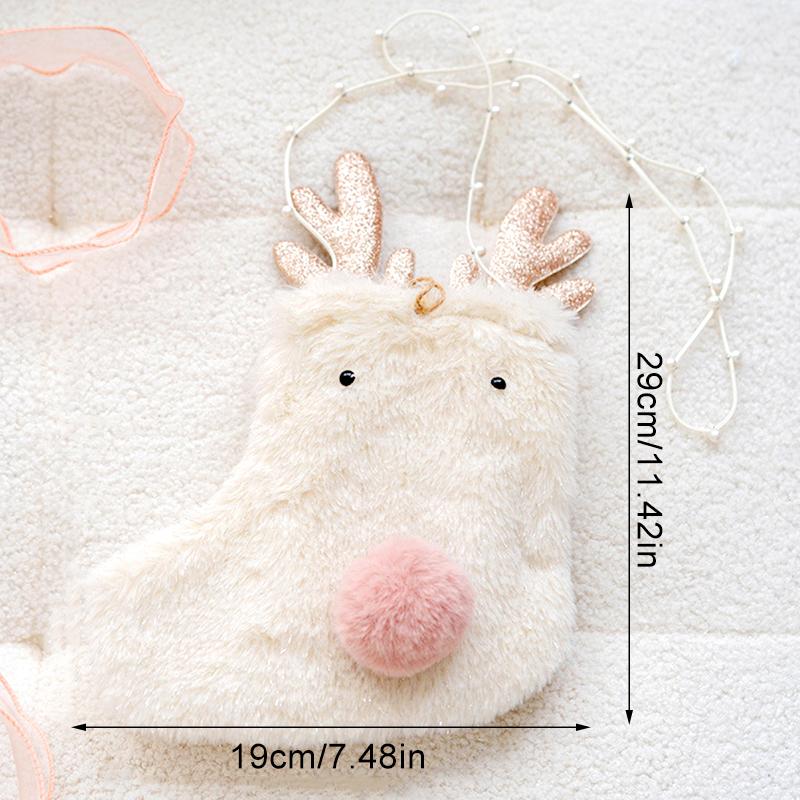 1 Stück Weihnachtsdekoration Rosa Mädchenherz Weihnachtsgeschenke Plüsch Süßigkeitentüte Rentier Süßigkeitentüte Geschenktüte