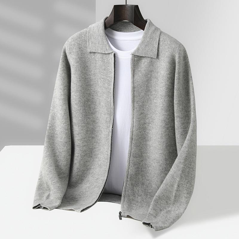 Herren Strickjacke aus 100% reiner Wolle - Dick, Locker, Trendige Reversjacke für Herbst/Winter, Große Größen erhältlich