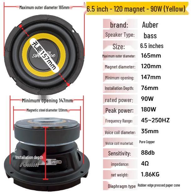 6.5" Heavy-Duty Woofer Subwoofer for Car & Home HIFI Audio Systems