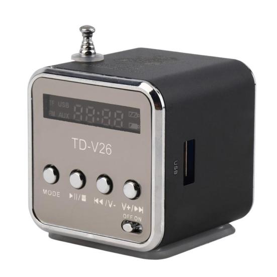 TDV26 Mini Subwoofer Stereo Speaker TF Card FM Radio Music Player with Antenna