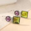 Pendientes Colgantes de Circonita Sintética Morado Verde Brillante para Mujer Exquisitos Elegantes Joyería Colgante para Banquete Boda Regalos