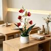 5 Heads Artificial Orchid Potted Flower Pink with White Pot Simulated Flower Butterfly Orchid Potted Plastic Multi-Bloom