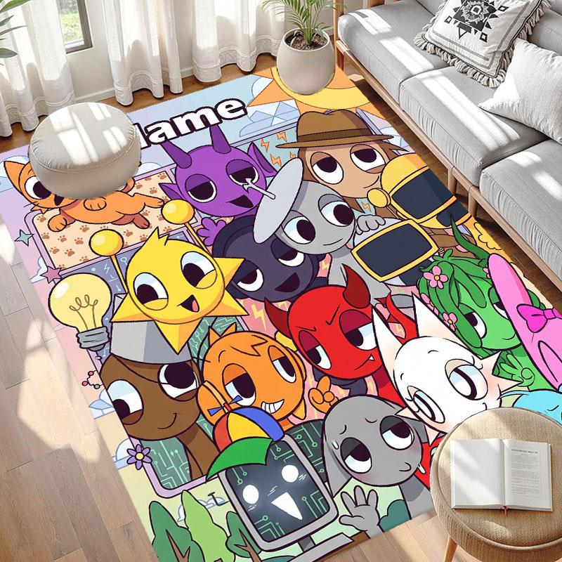 Custom Name Personalized Game Sprunki Print Carpet, Versatile Home Decor Rug, for Playroom, Apartment, Balcony, Entryway, Hallway Gift