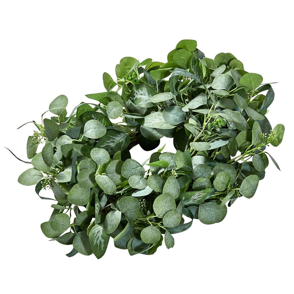 VEVOR Artificial Decorative Wreath, 26 In, Green, Decorated with Eucalyptus Leaves, Berries, Thorny Stems