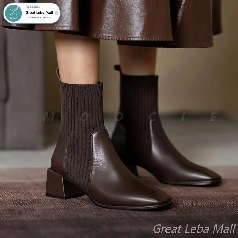 Women s Square Toe Short Boots High Heels Thick Heels Women s Fashion Boots 39 2470₽