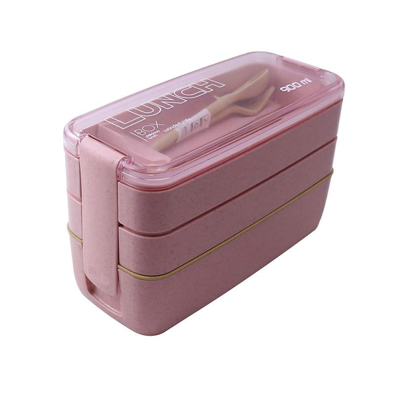 

900ml 3 Layers Bento Lunch Box Food Container Eco-friendly Container Microwave Wheat Straw VIP Material Table Set Table Set | Breakfast Boxes