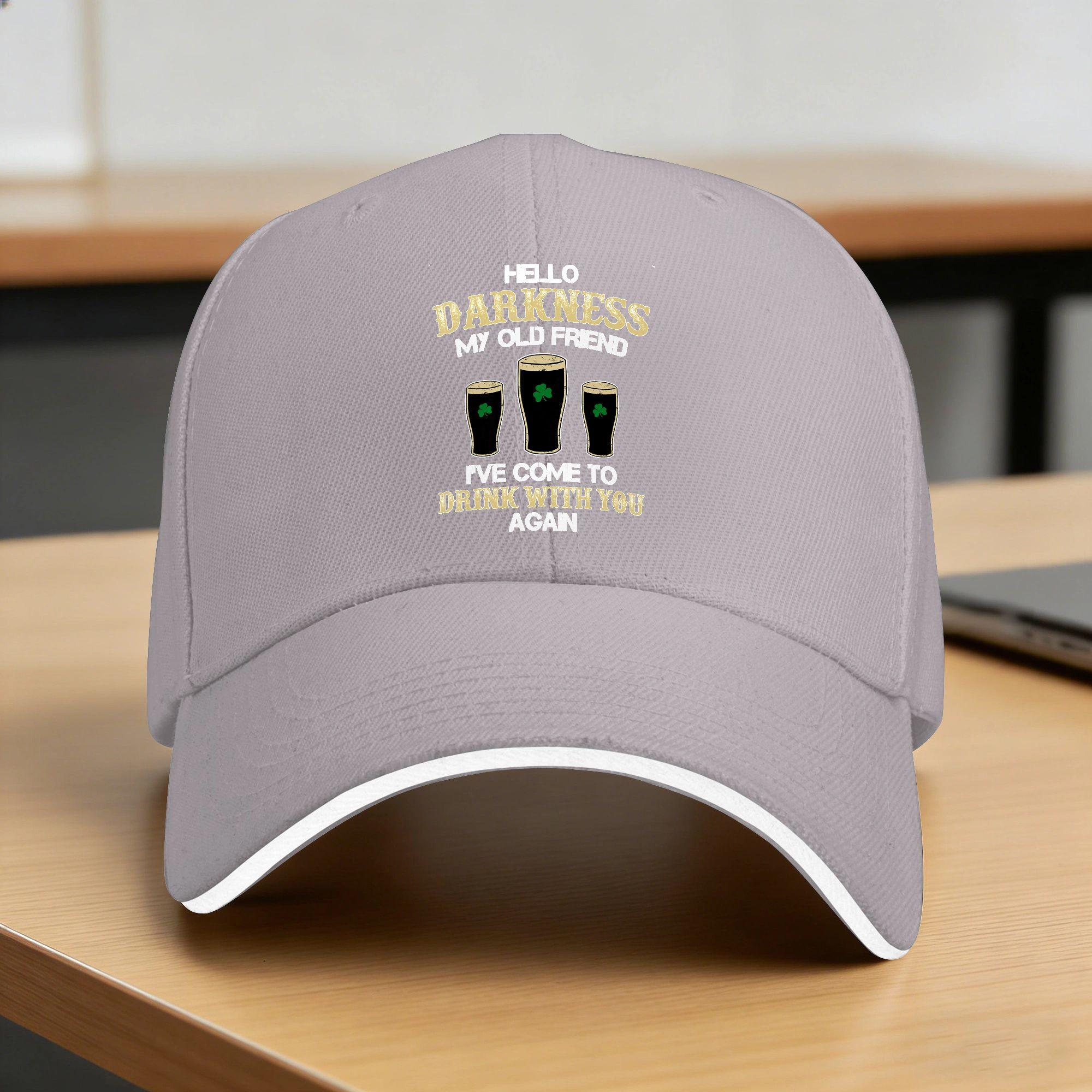 Hello Darkness My Old Friend Irish Patrick s Day Baseball Cap Unisex Men Design Hip Hop Hats Spring Vintage Hiking Fishing Caps One Size серый