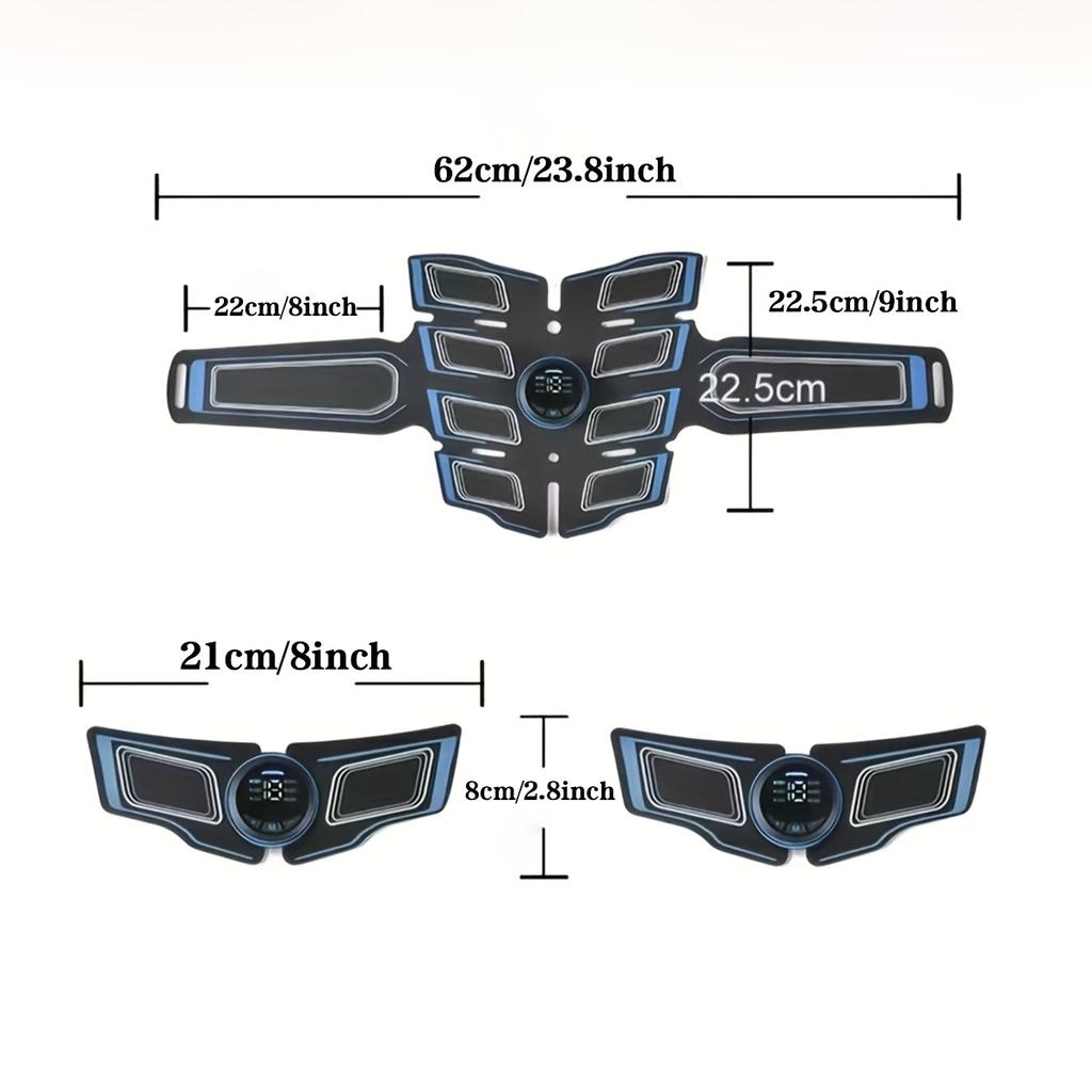 Rechargeable EMS Fitness Massage Belt - 6 Modes, 18 Intensity Levels, Muscle Training & Physiotherapy Stimulator, Lithium Battery Powered