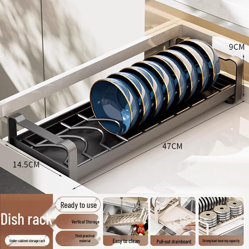 Yunshuang 47cm Gunmetal Grey Kitchen Countertop Dish Drying Rack