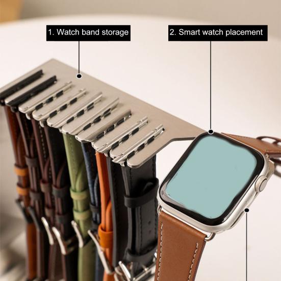 Watch Charger Stand Stable Base Rustproof Corrosion Resistant Smooth Surface Desktop Smartwatch Charger with Watch Band Holder for Apple Watch