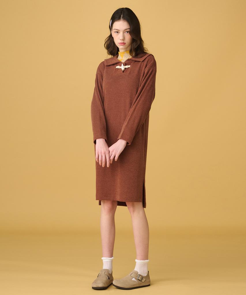 Dear Fear Sailor Collar Knit Dress Brown