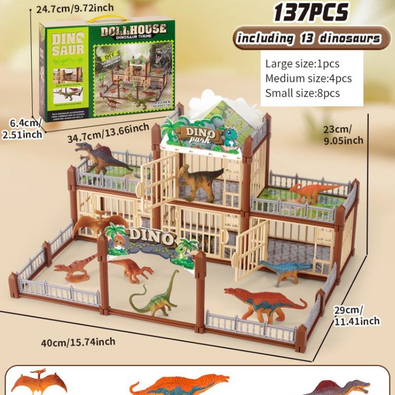 

New Jurassic theme park children s gift simulation Diy dinosaur arena toy
