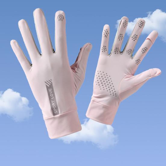 1 Pair Fingertip Opening Anti-slip Palm Letter Print Sunscreen Mittens Ladies Anti-UV Ice Silk Thin Gloves Cycling Accessories