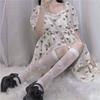 Sweet Bowknot Jacquard Lolita Knee High White Silk Socks for Women | JK Style Spring-Summer Thin Calf Stockings