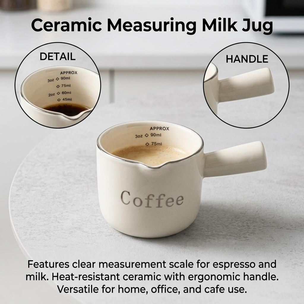Ceramic Coffee Milk Jug With Measurement Scale Espresso Extraction Cup For Latte