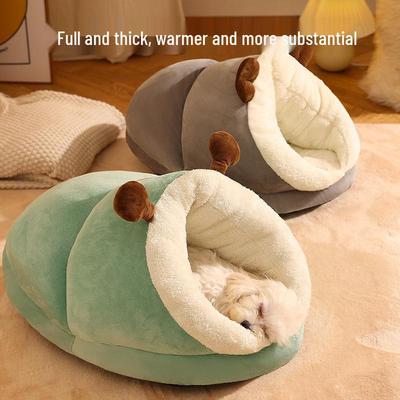Ninho de animal de estimação quente de inverno: Cama Aconchegante Estilo Chinelo para Gatos e Cães Pequenos, Pelúcia e Espessada