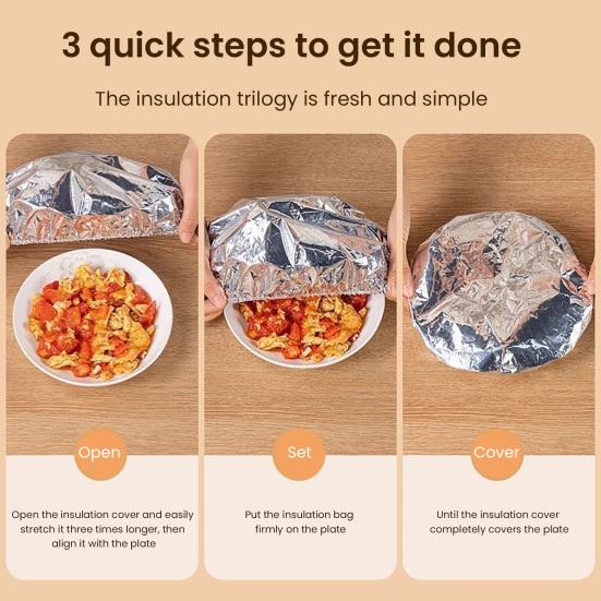 2 ks Hliníková fólie Izolační kryt na misky a talíře Elastické izolační víko Snadno čistitelné Opakovaně použitelné Kuchyňský pomocník