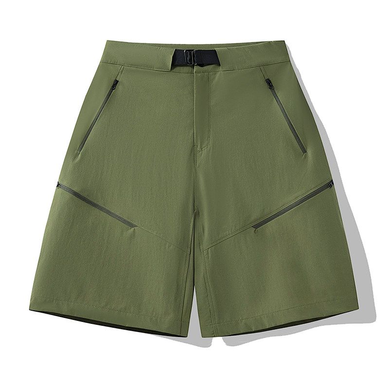 Mountain-Style Outdoor Functional Men's Summer Casual Sports Solid Color Waterproof Zipper Breathable Quick-Dry Five-Point Shorts Trendy