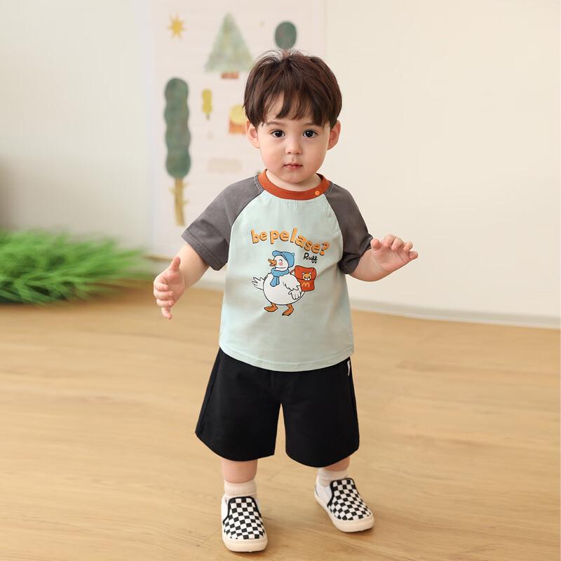 LUSON Baby Boy Color-Block Raglan Short-Sleeve T-Shirt