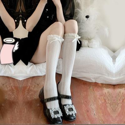 Cute Lace Mesh Knee High Socks Ruffle Sweet Lolita Long Socks JK Fishnet Stockings For Women Girls