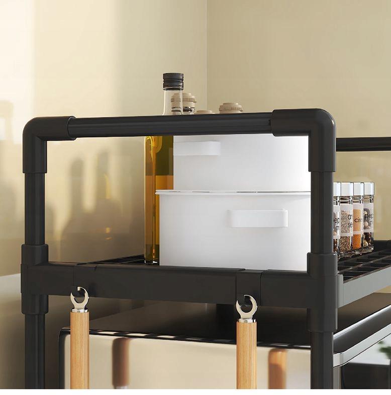 Kitchen Shelf For Microwave Organizer Cabinet Black 2 Levels 48Cm Shelf