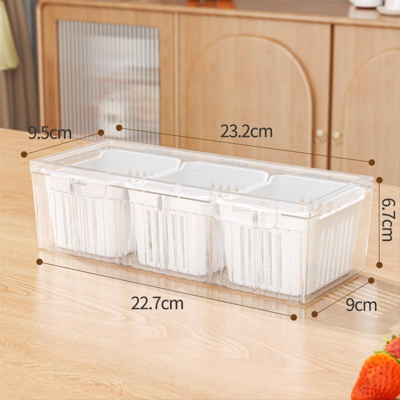 

3/4-Compartment Herb Keeper for Green Onions/Ginger/Garlic. Refrigerator Organizer Box Freezer Safe Food Storage Container