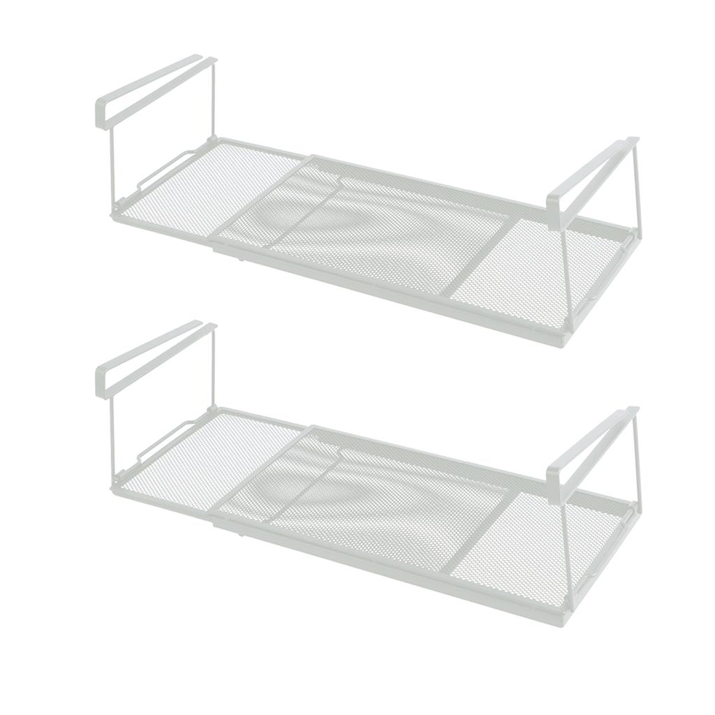 1/2Pcs Hanging Under Cabinet Shelf Extendable Under Shelf Storage Basket Metal Shelves Spice Dishes Storage Pantry Kitchen Tools
