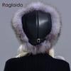 Fox Hats for Women Winter Fashionable Luxury Girls Female Warm Stylish Real Fur Elegant Top Leather Ball Snow Hat