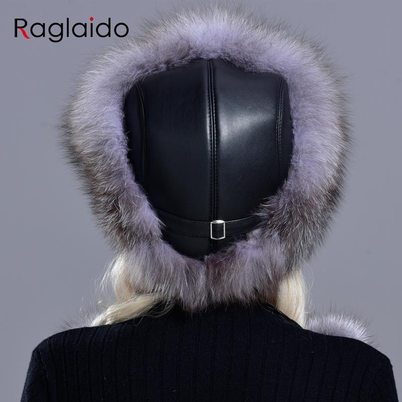 Fox Hats for Women Winter Fashionable Luxury Girls Female Warm Stylish Real Fur Elegant Top Leather Ball Snow Hat