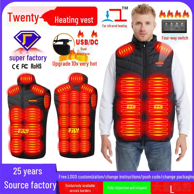 Unisex Cross-Border Heated Vest with Stand Collar – Smart, Warm, Plus-Size Compatible for Couples