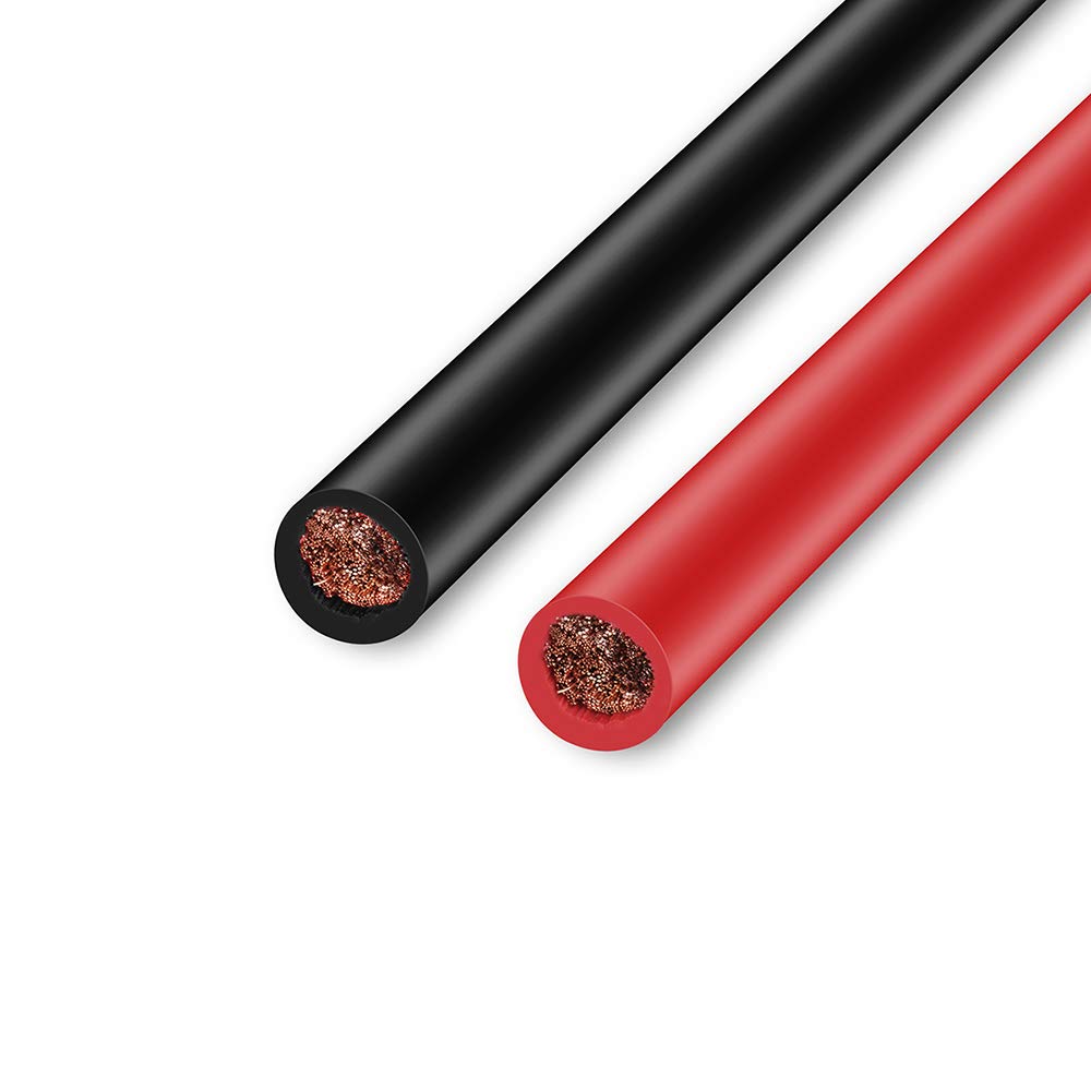 6 AWG Gauge 16mm2 30cm Wire Constant Red + Black Pure Copper 3/8
