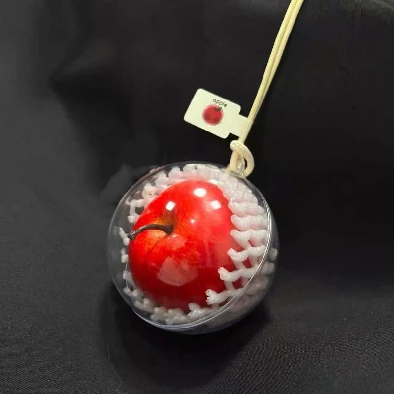 2026 Christmas Alloy Resin Red/Green Apple Pendant Keyring Handbag Decoration Keychain Handmade Jewelry Accessories