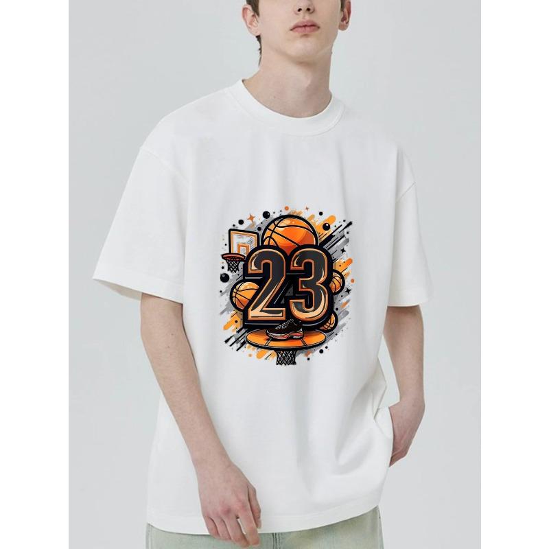 Basketball T-Shirt Black Number 23 Basketball and Hoop Graphic for Sports Fans and Casual Wear
