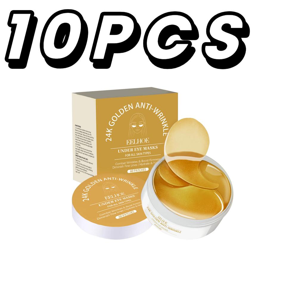24K Golden Under Eye Mask Patches Hydrolyzed Collagen Moisturizing Firming Anti Dark Circles Eyes Care Eyepatch Beauty Mask