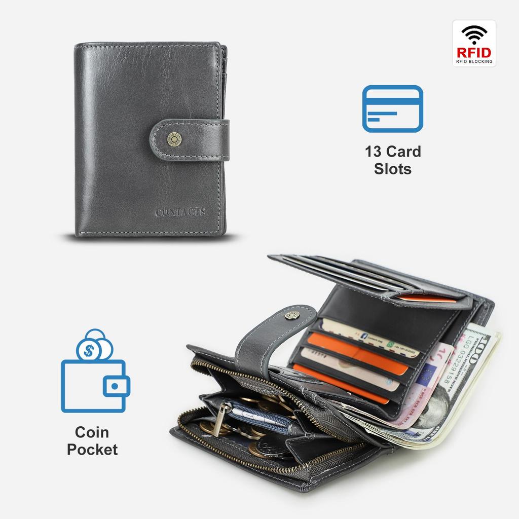 CONTACT'S Genuine Leather Wallet For Women Card Holders Money Clip Coin Purse Women's Wallet