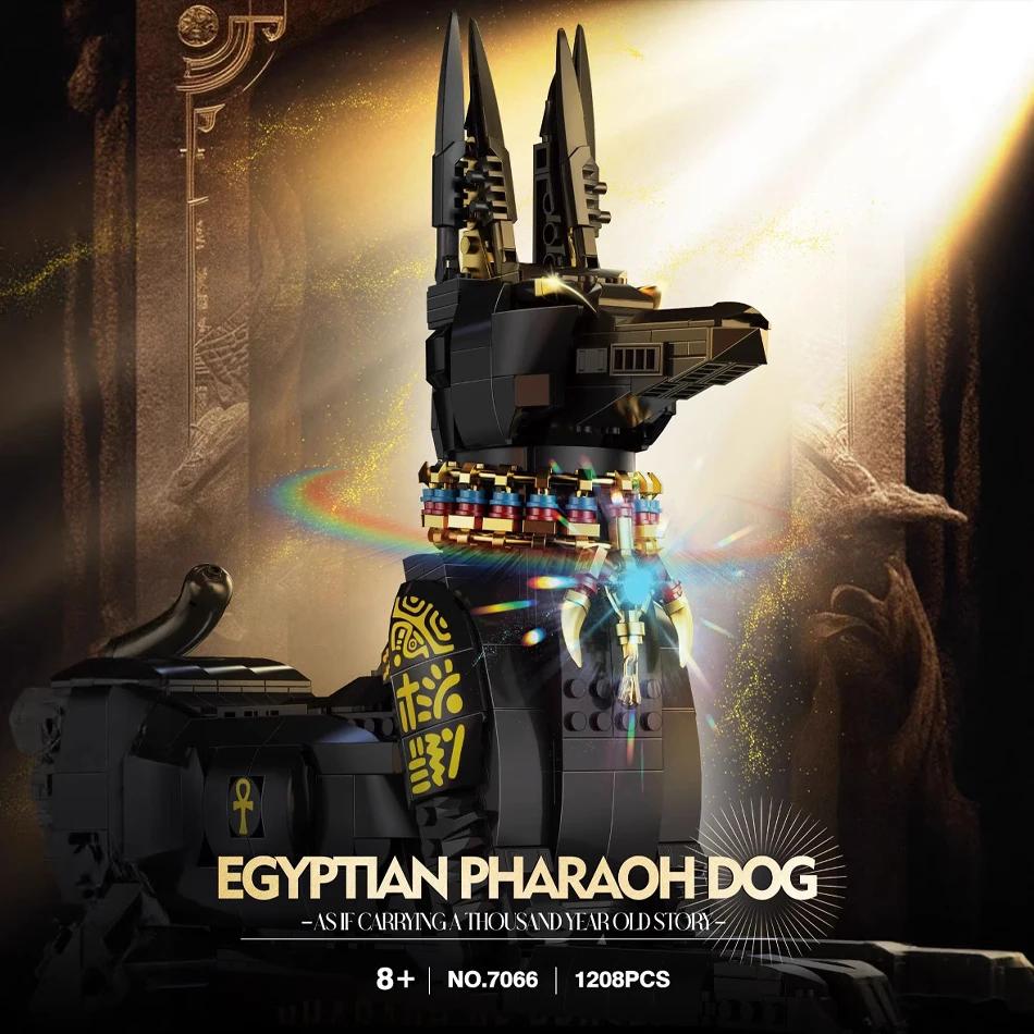 MOC Ancient Egyptian Pharaoh Hound Model Building Blocks Pharaoh Guard Mummy Dog Statue Assembly Bricks Toy for Kids Adults Gift