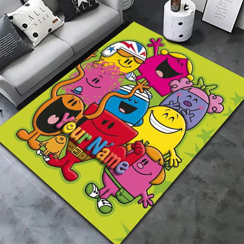 Mr. Men Little Miss Custom Name Carpet Rug for Living Room Bedroom Home Sofa Decoration,Kids play Non-slip Floor Mat