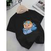 European Sizes ' Pink Short Sleeve T-Shirt with Cute Anime Bear & Blowing Bear Print - Summer Casual Round Neck Top, Soft Breathable Shirt for Kids,