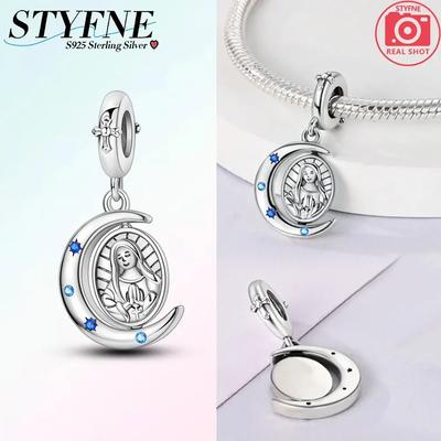 Original Charms Copper Blue Moon And Virgin Mary Beads Fit Charms Plata Bracelets For Women Jewelry Making Fine Gifts