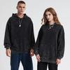 Abbigliamento da uomo in cotone 100% Felpe con cappuccio lavaggio acido nero vintage Uomo Donna Felpe Hip Hop Pullover casual