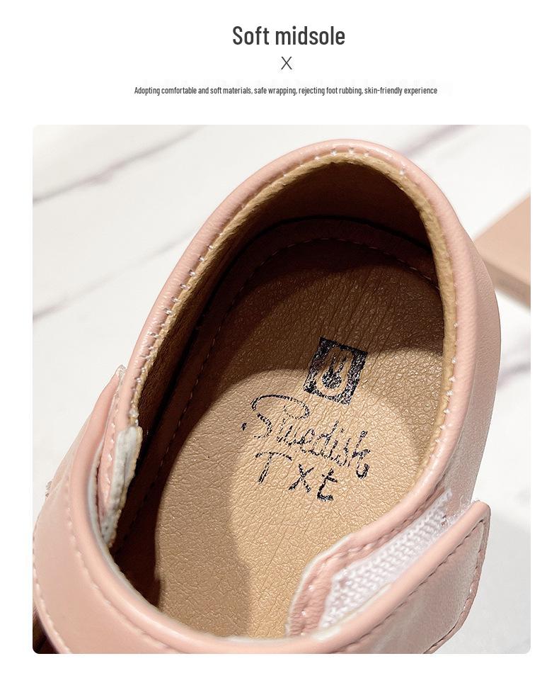 Kids' Princess Bow Shoes - Soft Sole, Pearl Accent, Spring/Autumn Style