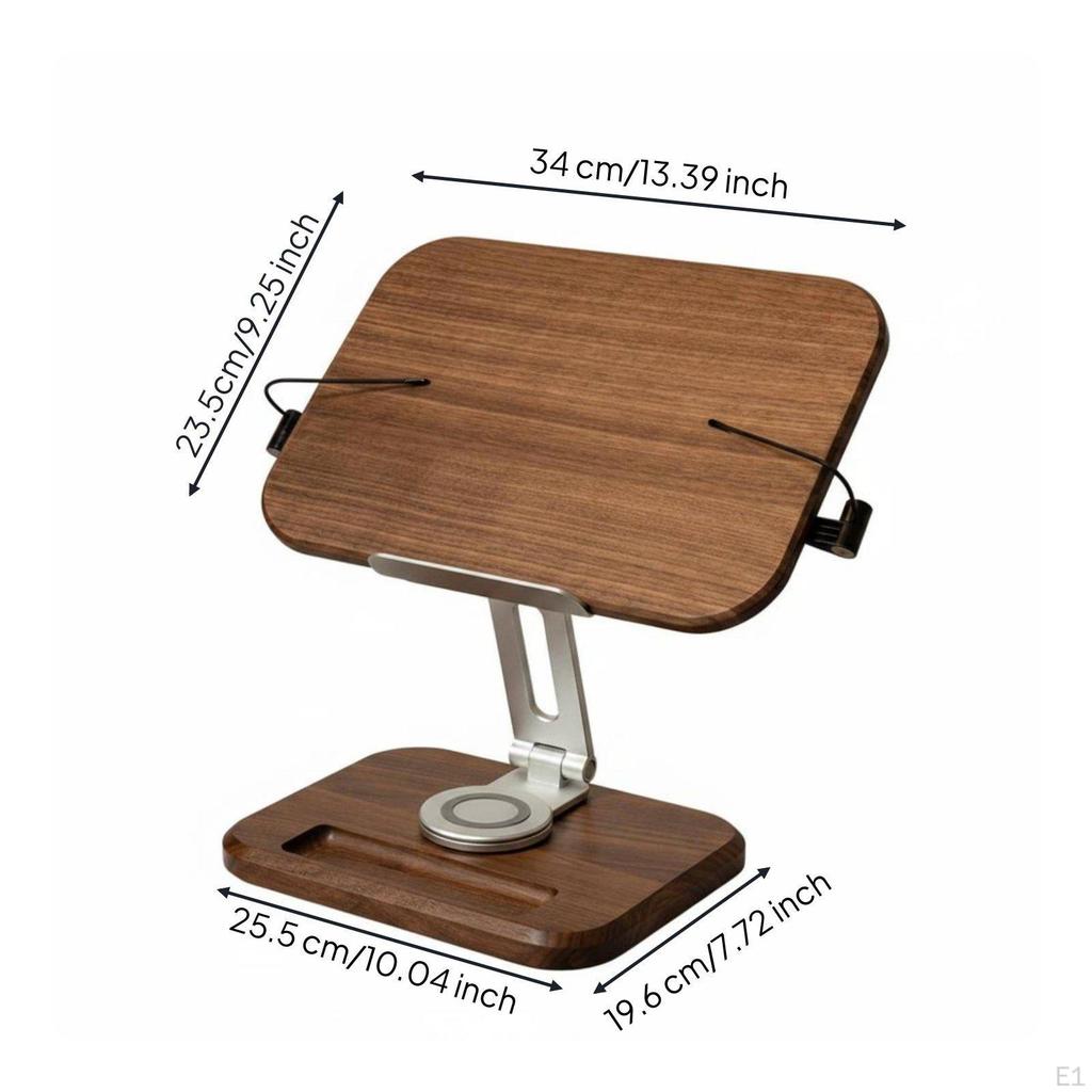Wooden Book Rest Wood Adjustable Holder Ergonomic Design Walnut Recipe for Students,