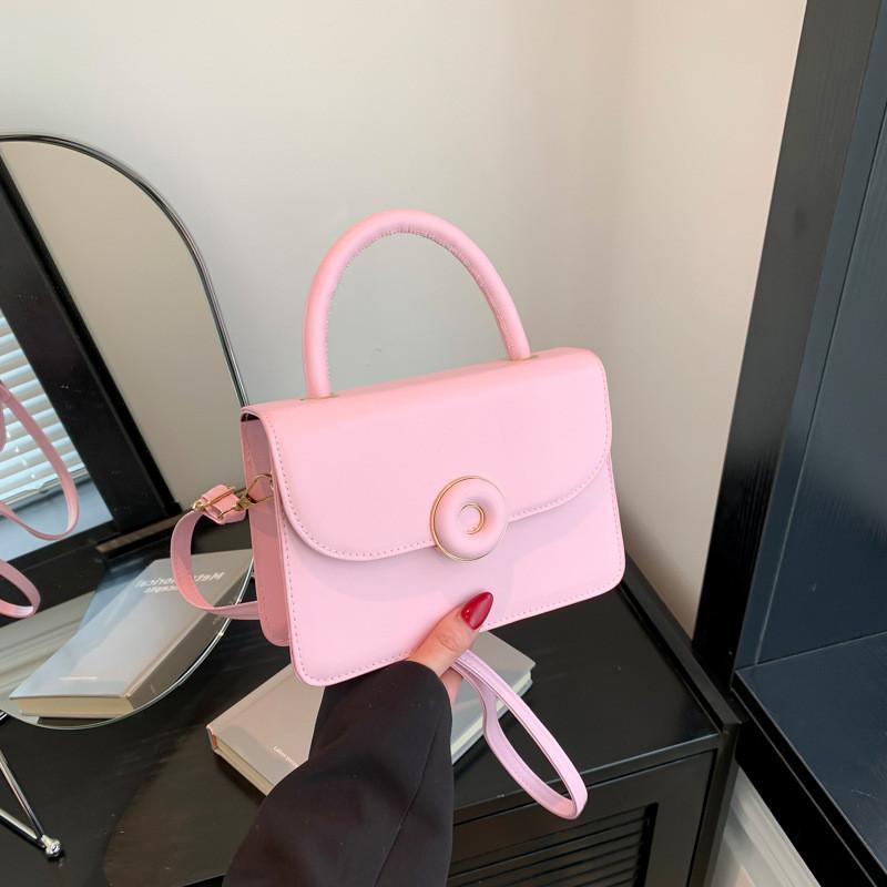 Fashion Spring Candy Color Pu Handbag With Crossbody Strap For Daily Use